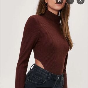 BLACK NWT ribbed high leg body suit